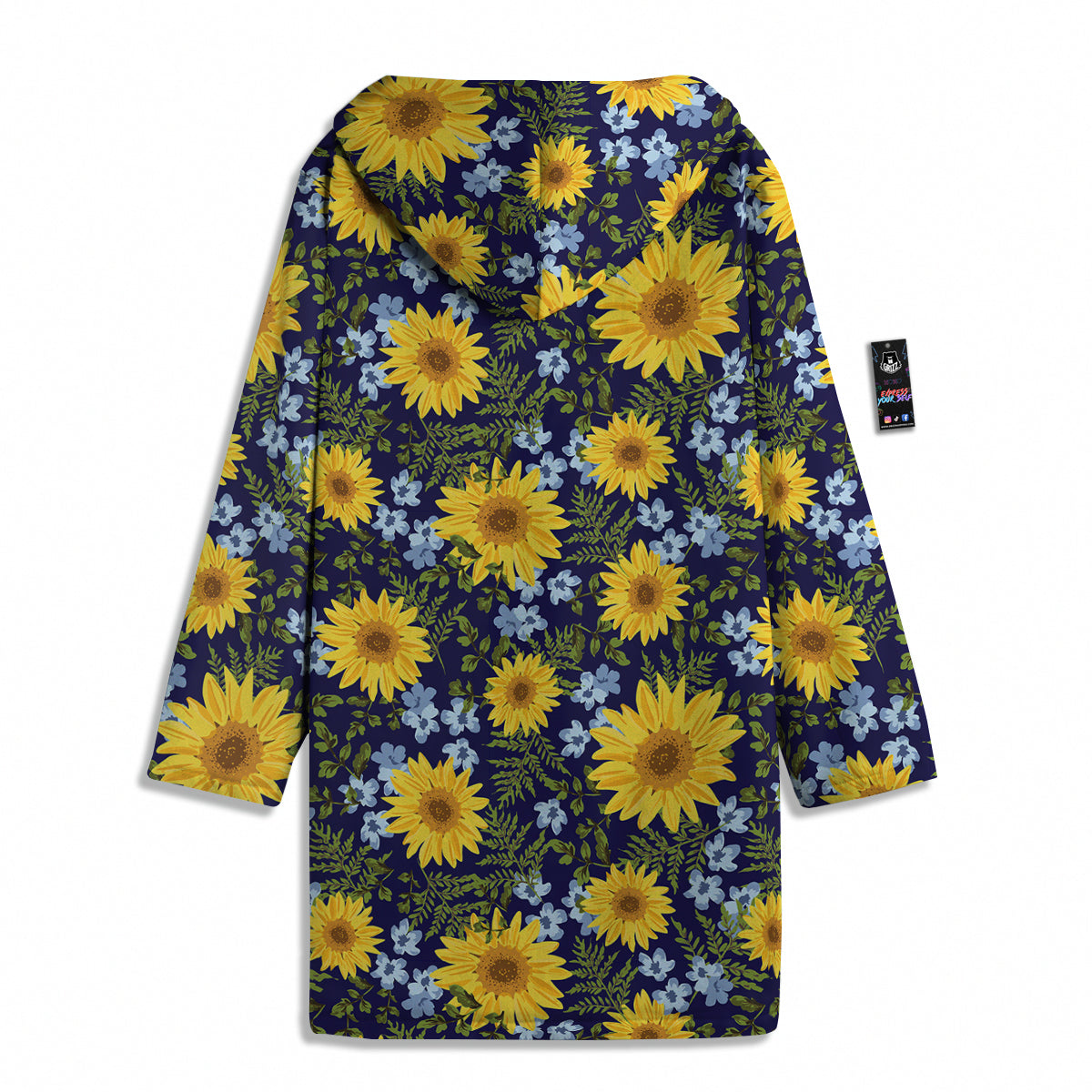 Yellow Sunflower Floral Print Men's Windbreaker Jacket-grizzshop