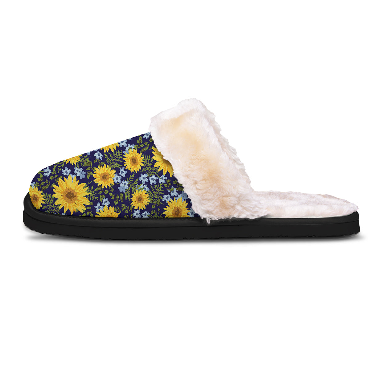 Yellow Sunflower Floral Print Slippers-grizzshop