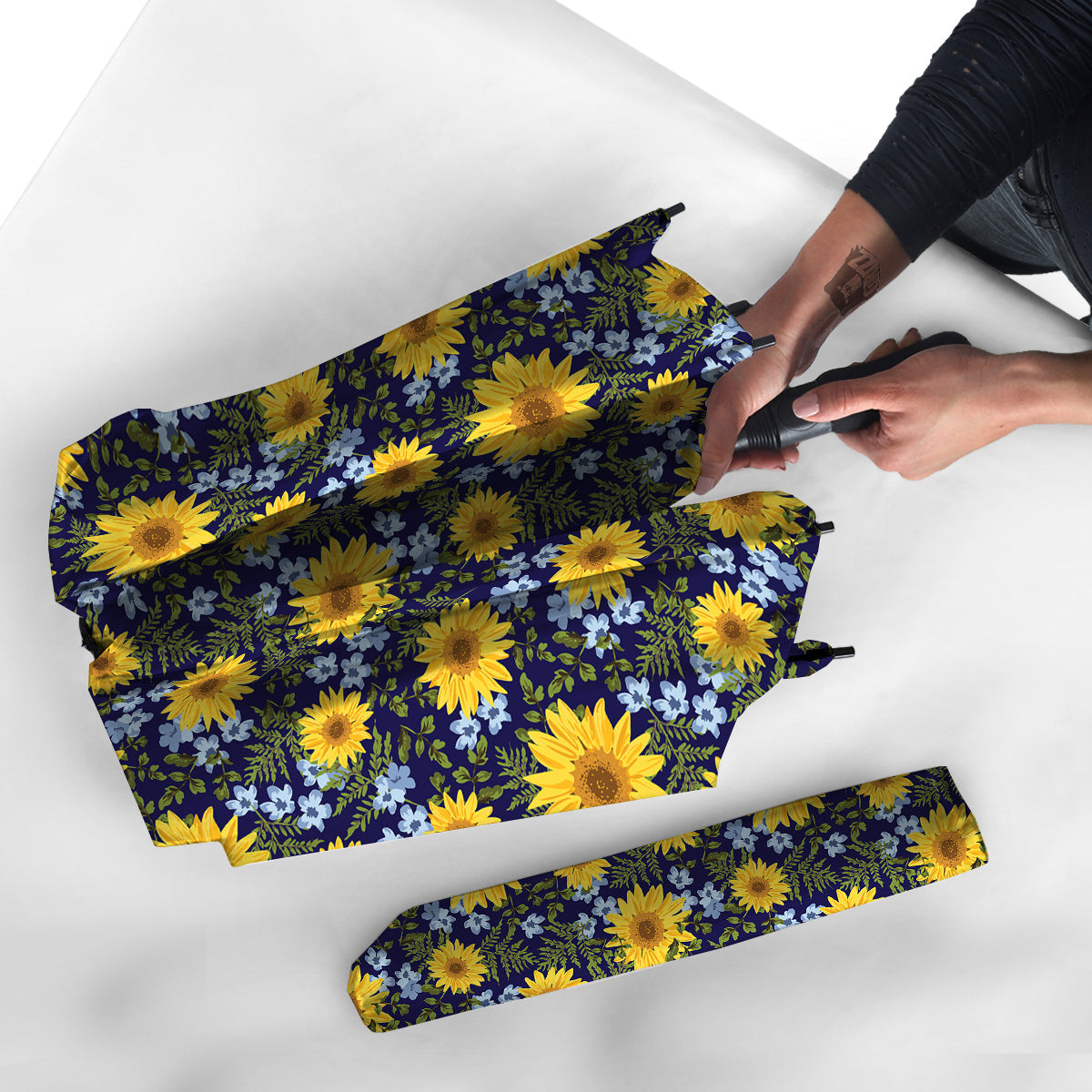 Yellow Sunflower Floral Print Umbrella-grizzshop