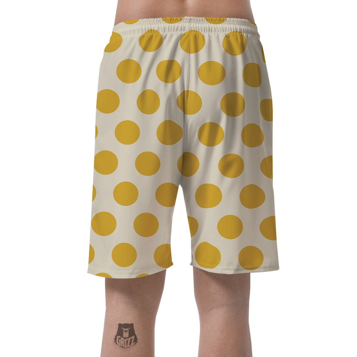 Yellow White Polka Dot Men's Shorts-grizzshop