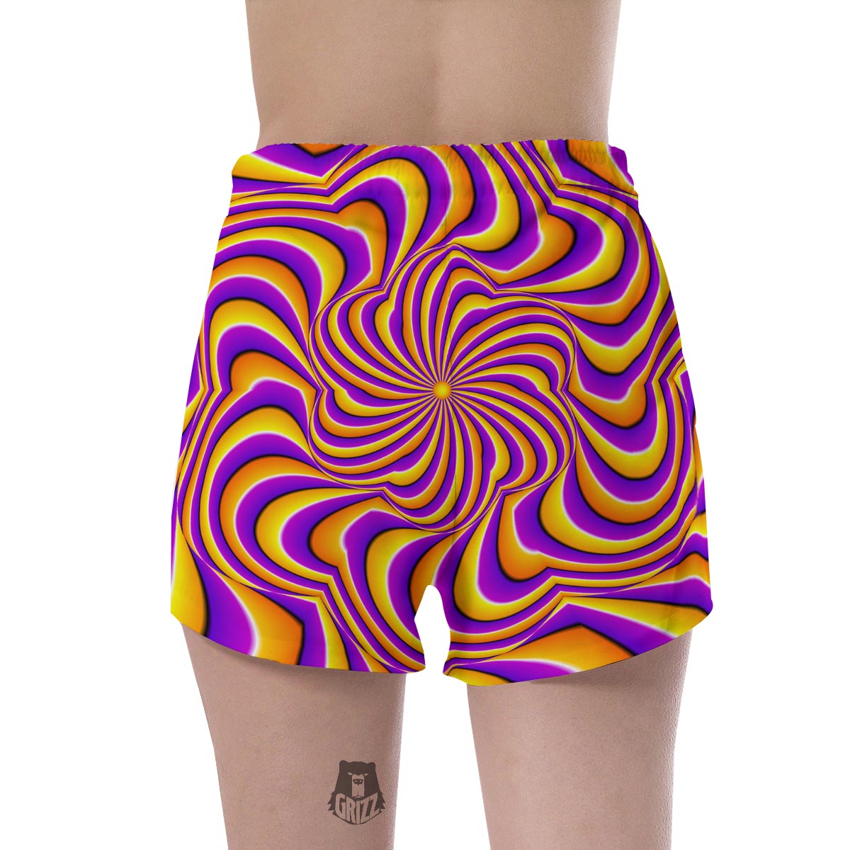 Yellow and purple spin illusion. Women's Shorts-grizzshop