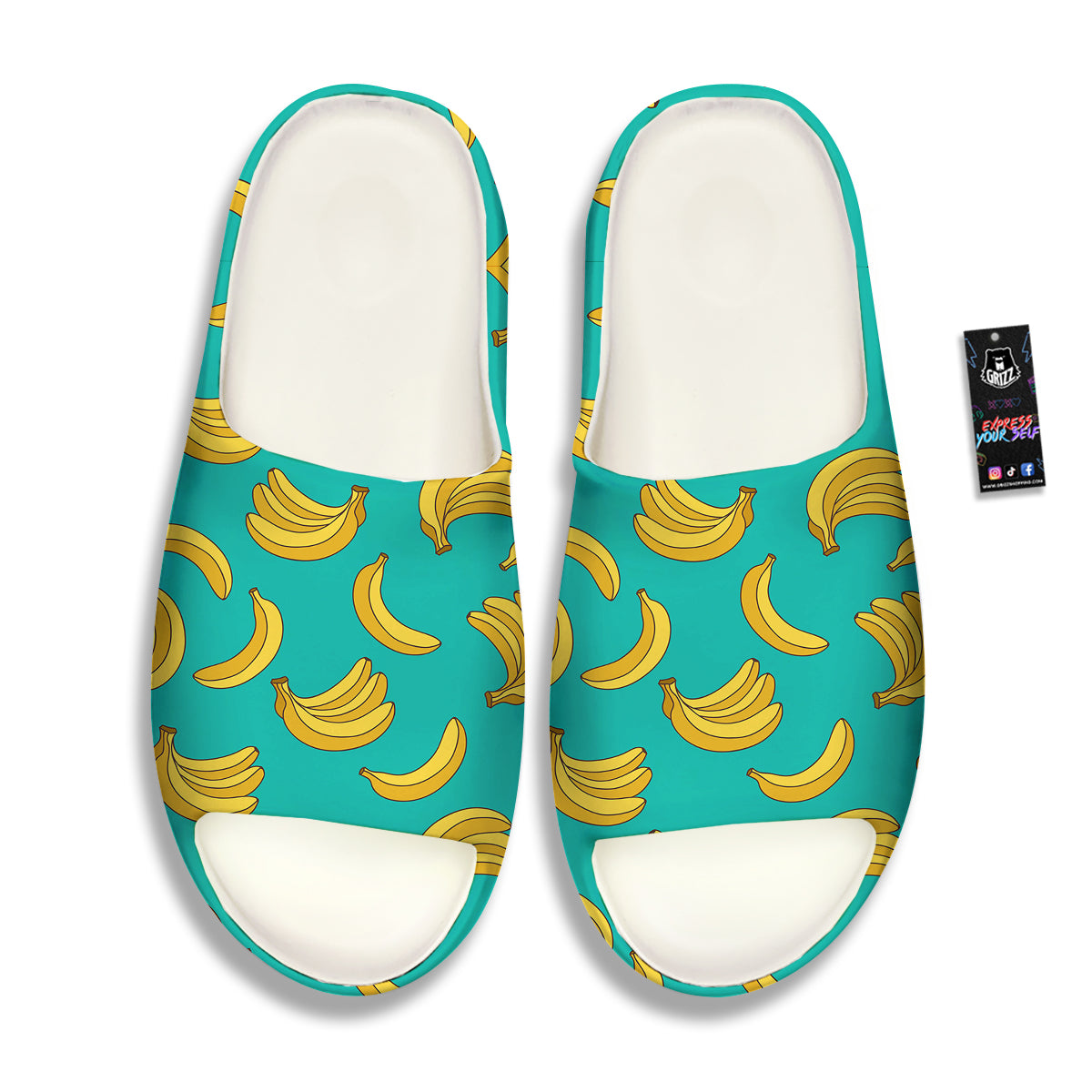 Yellow Banana Print Pattern Sandals-grizzshop