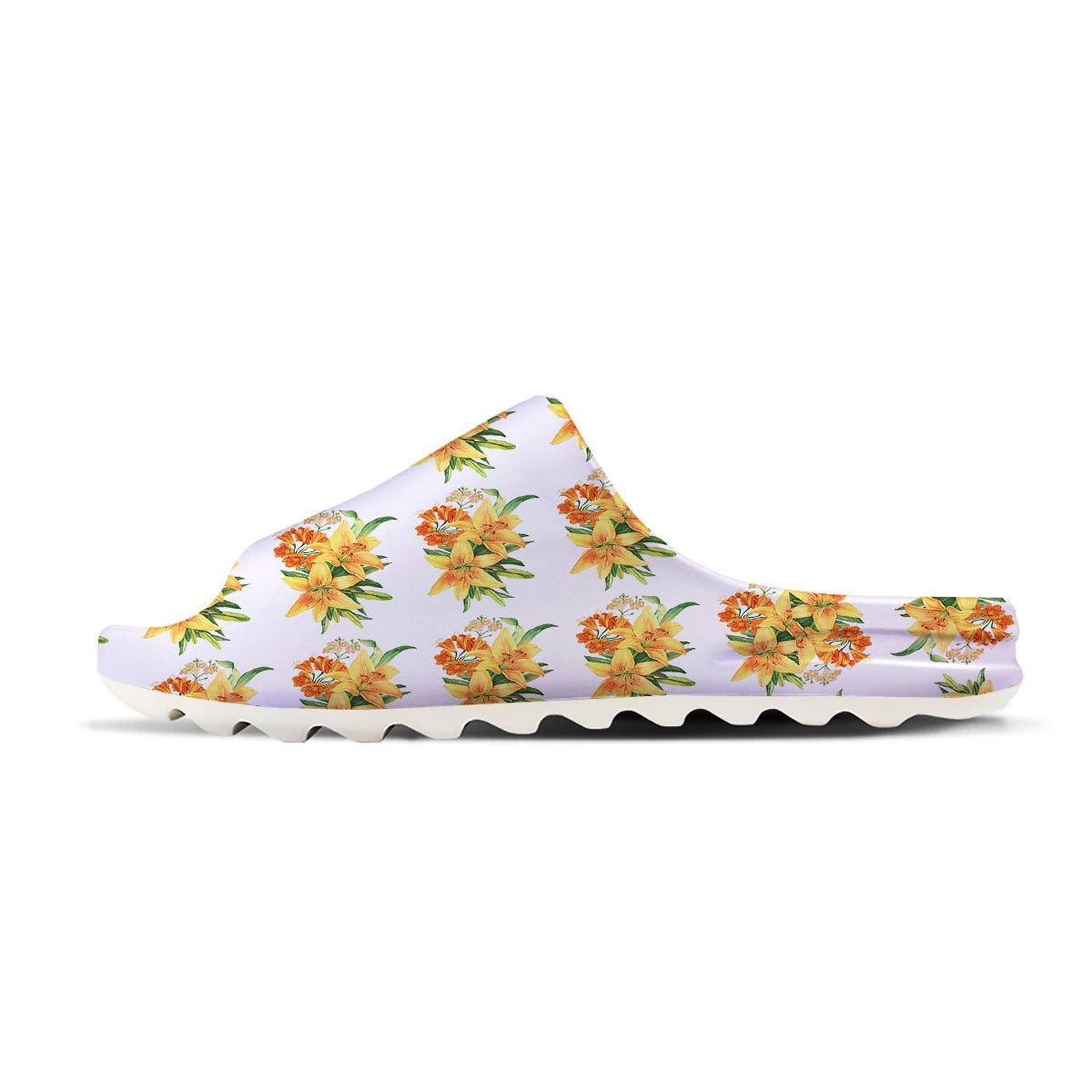 Yellow Lily Watercolor Print Pattern Sandals-grizzshop