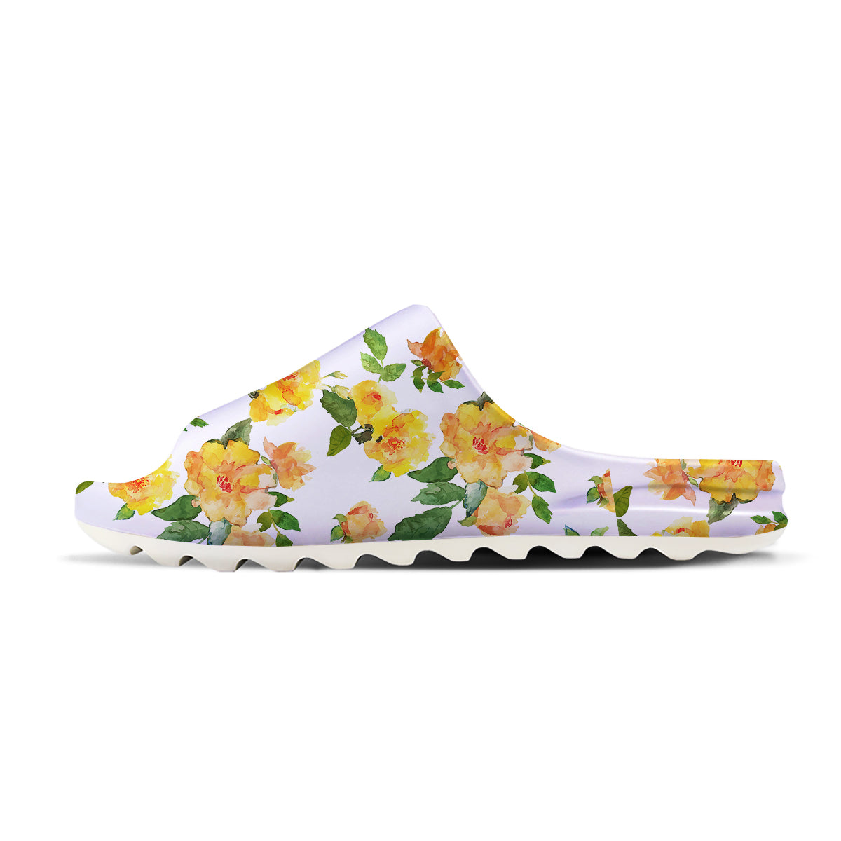 Yellow Rose Watercolor Print Pattern Sandals-grizzshop