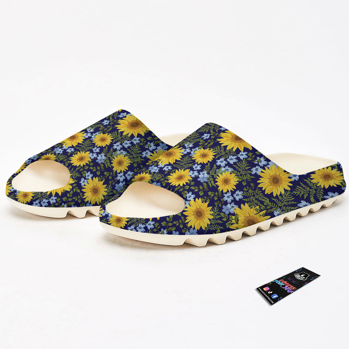 Yellow Sunflower Floral Print Sandals-grizzshop