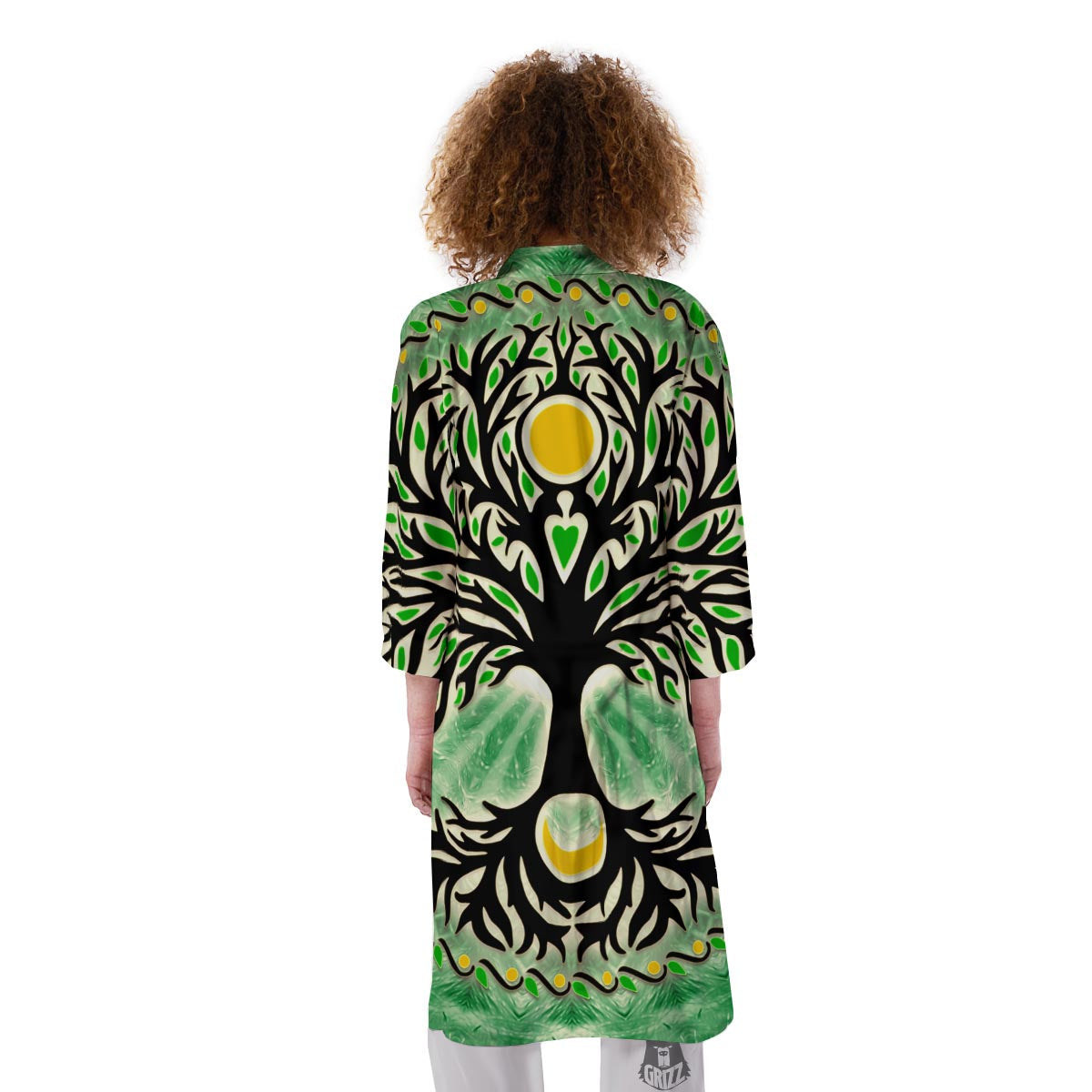Yggdrasil Moon And Sun Print Kimono-grizzshop