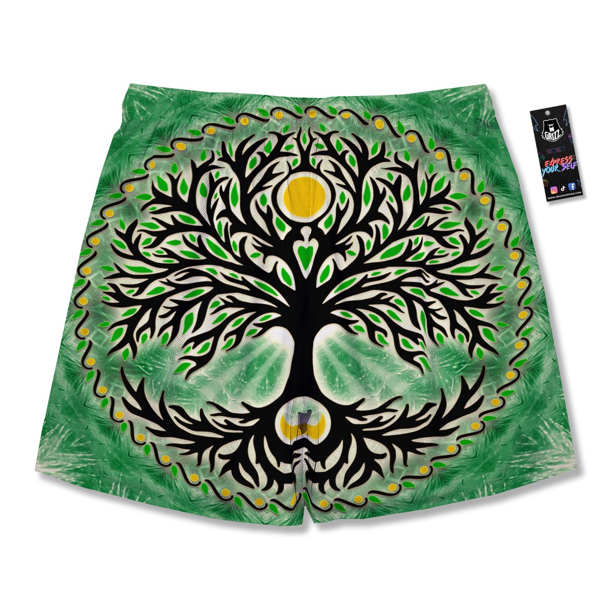 Yggdrasil Moon And Sun Print Men's Running Shorts-grizzshop
