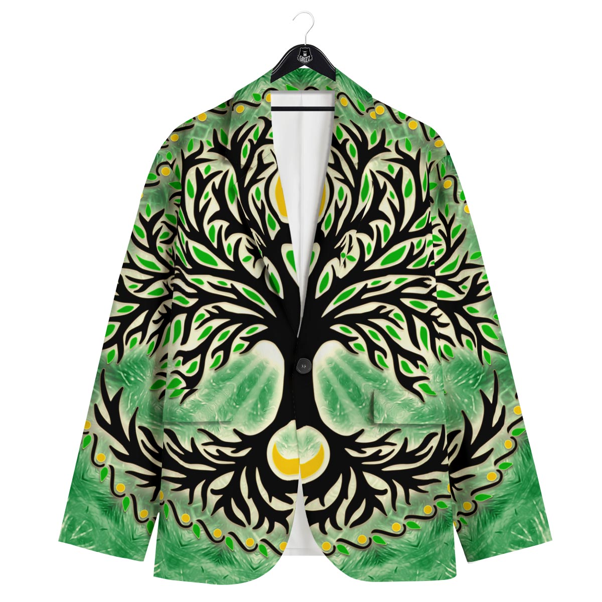 Yggdrasil Moon And Sun Print Men's Sport Coat-grizzshop