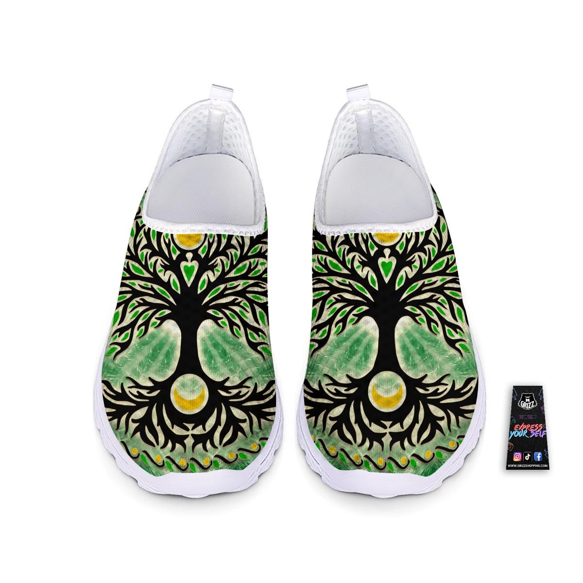 Yggdrasil Moon And Sun Print Nurse Shoes-grizzshop
