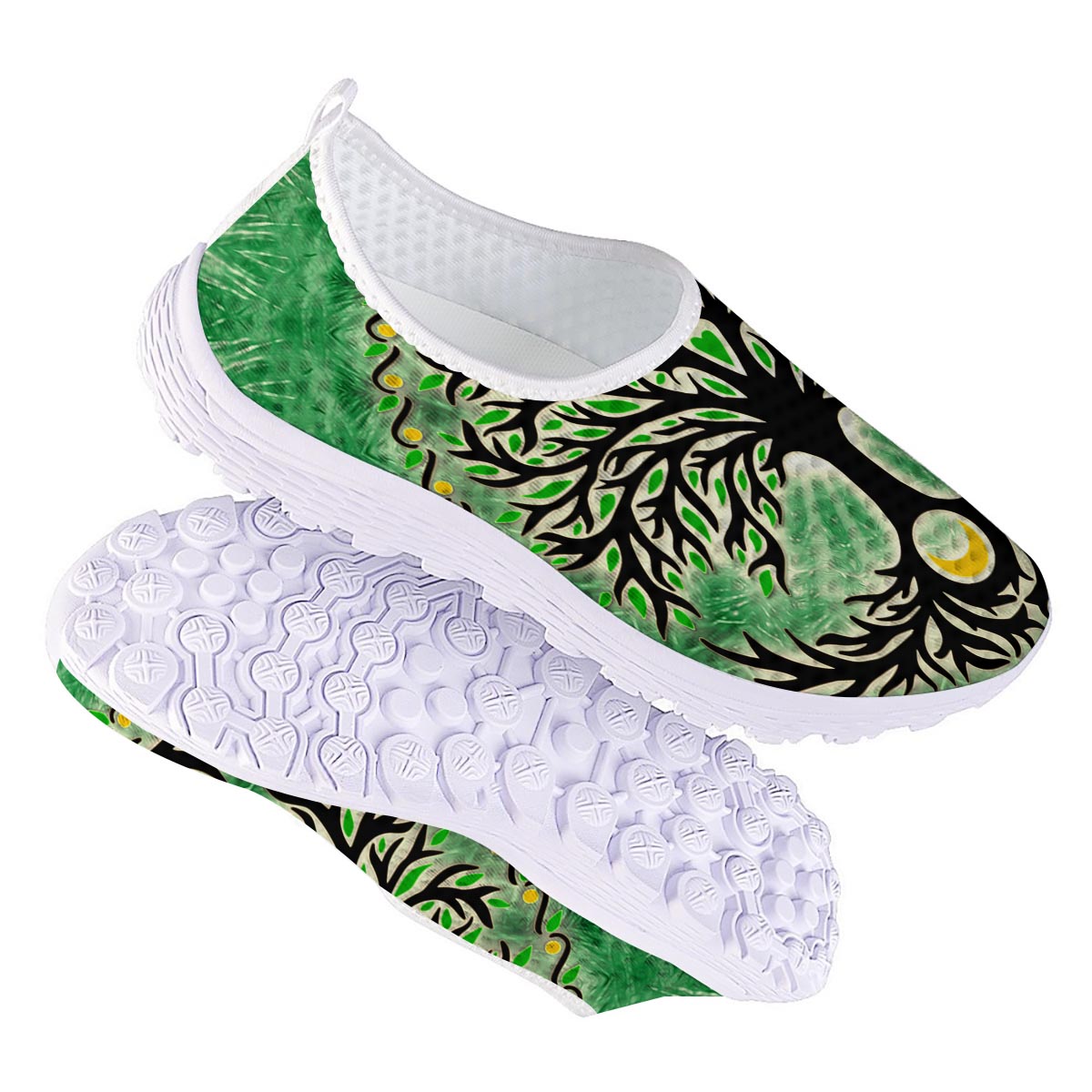 Yggdrasil Moon And Sun Print Nurse Shoes-grizzshop