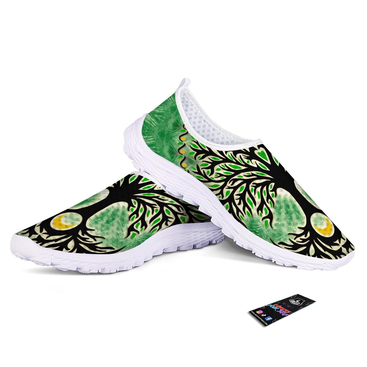 Yggdrasil Moon And Sun Print Nurse Shoes-grizzshop