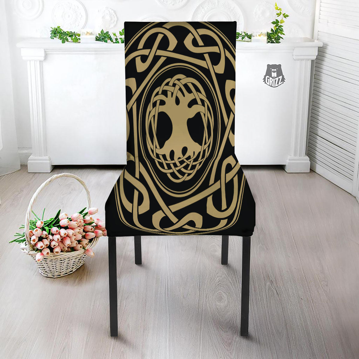 Yggdrasil Scandinavian Print Dining Chair Slipcover-grizzshop