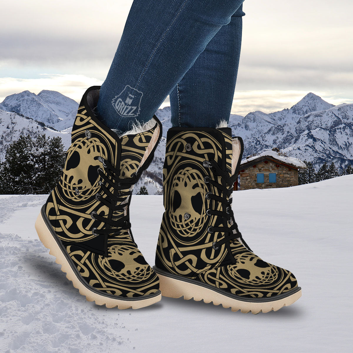 Yggdrasil Scandinavian Print Snow Boots-grizzshop