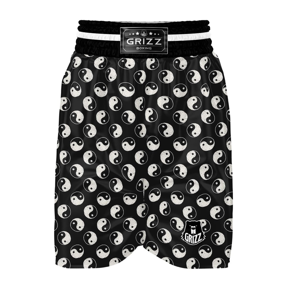 Yin Yang Black Pattern Print Boxing Shorts-grizzshop