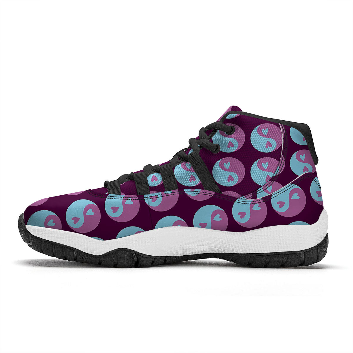 Yin Yang Blue And Purple Print Black Bball Shoes-grizzshop