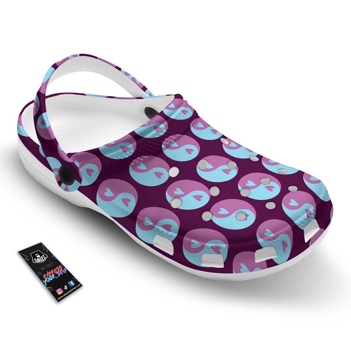Yin Yang Blue And Purple Print Clog-grizzshop