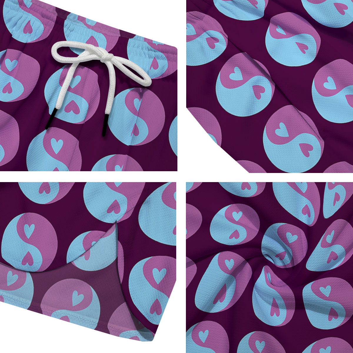 Yin Yang Blue And Purple Print Men's Running Shorts-grizzshop