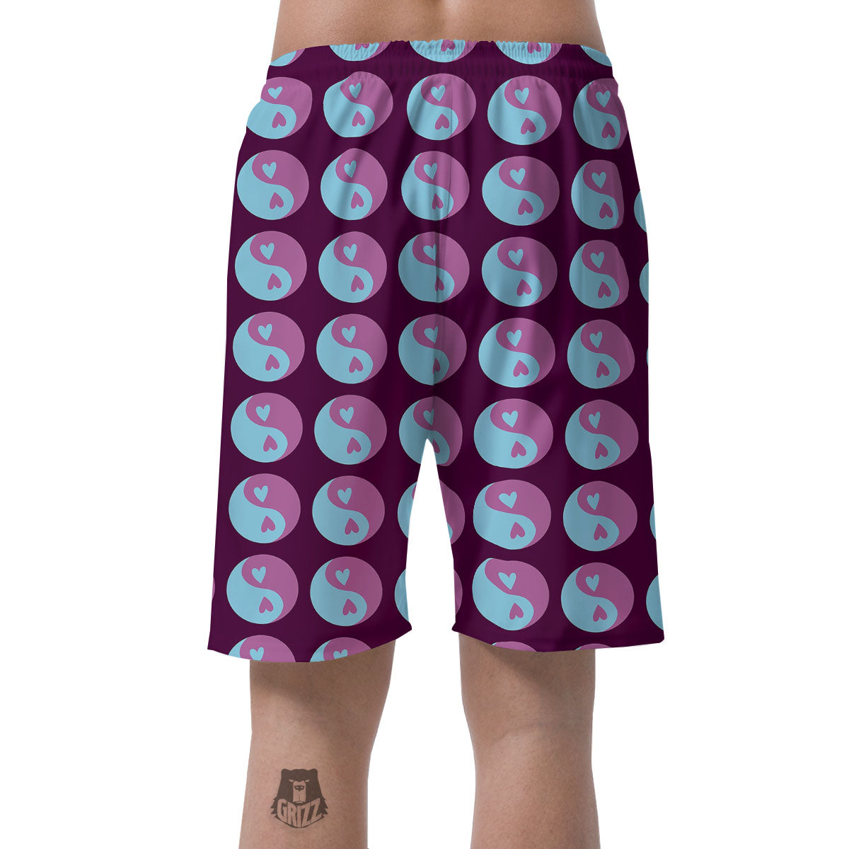Yin Yang Blue And Purple Print Men's Shorts-grizzshop
