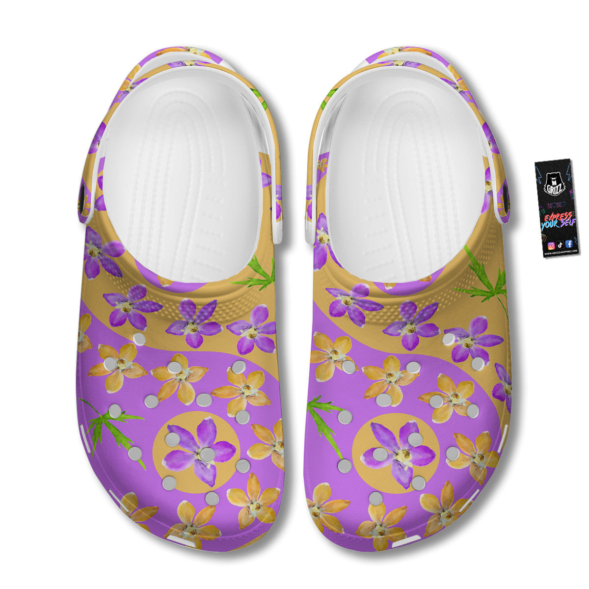 Yin Yang Colorful Flowers Print Clog-grizzshop