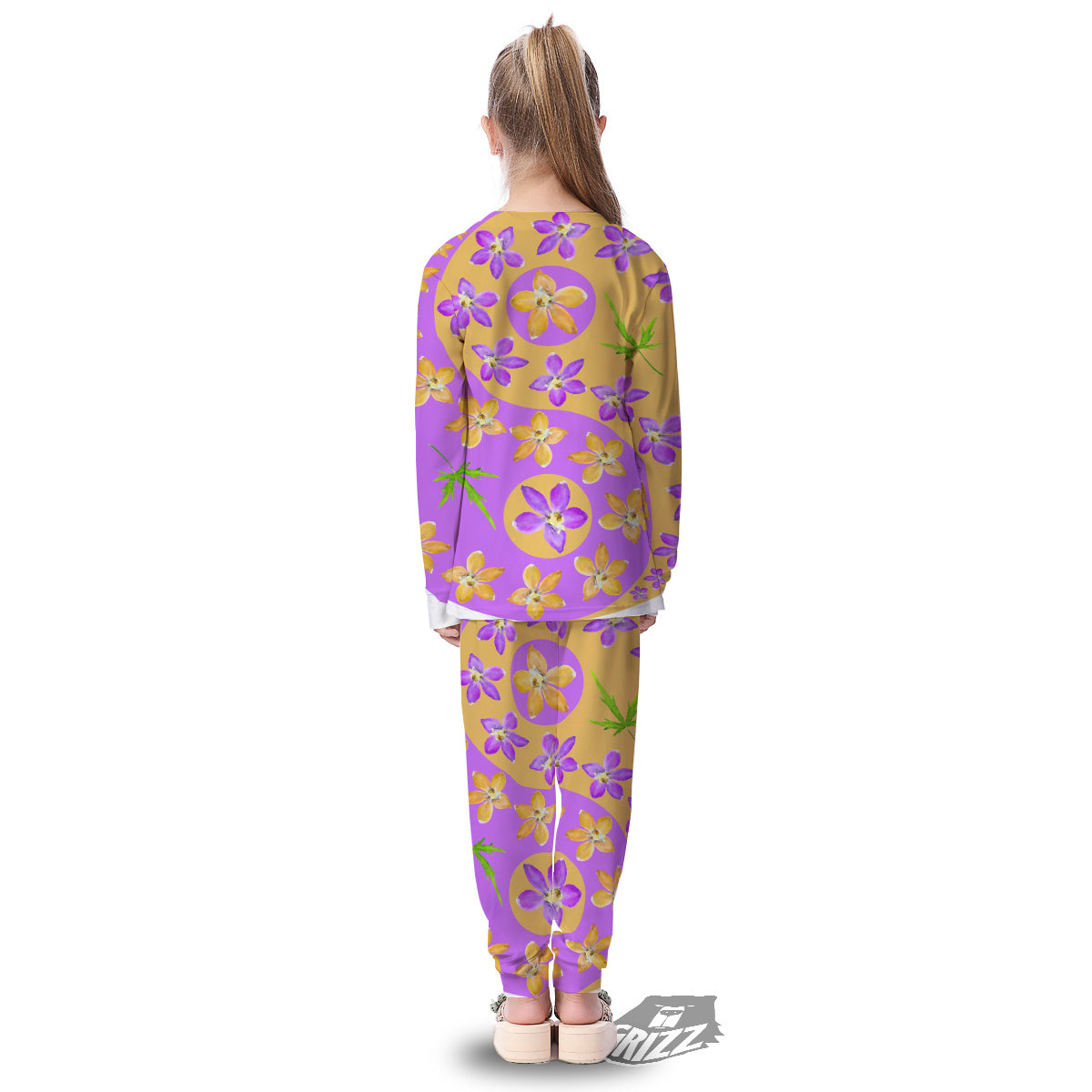 Yin Yang Colorful Flowers Print Kid's Pajamas-grizzshop