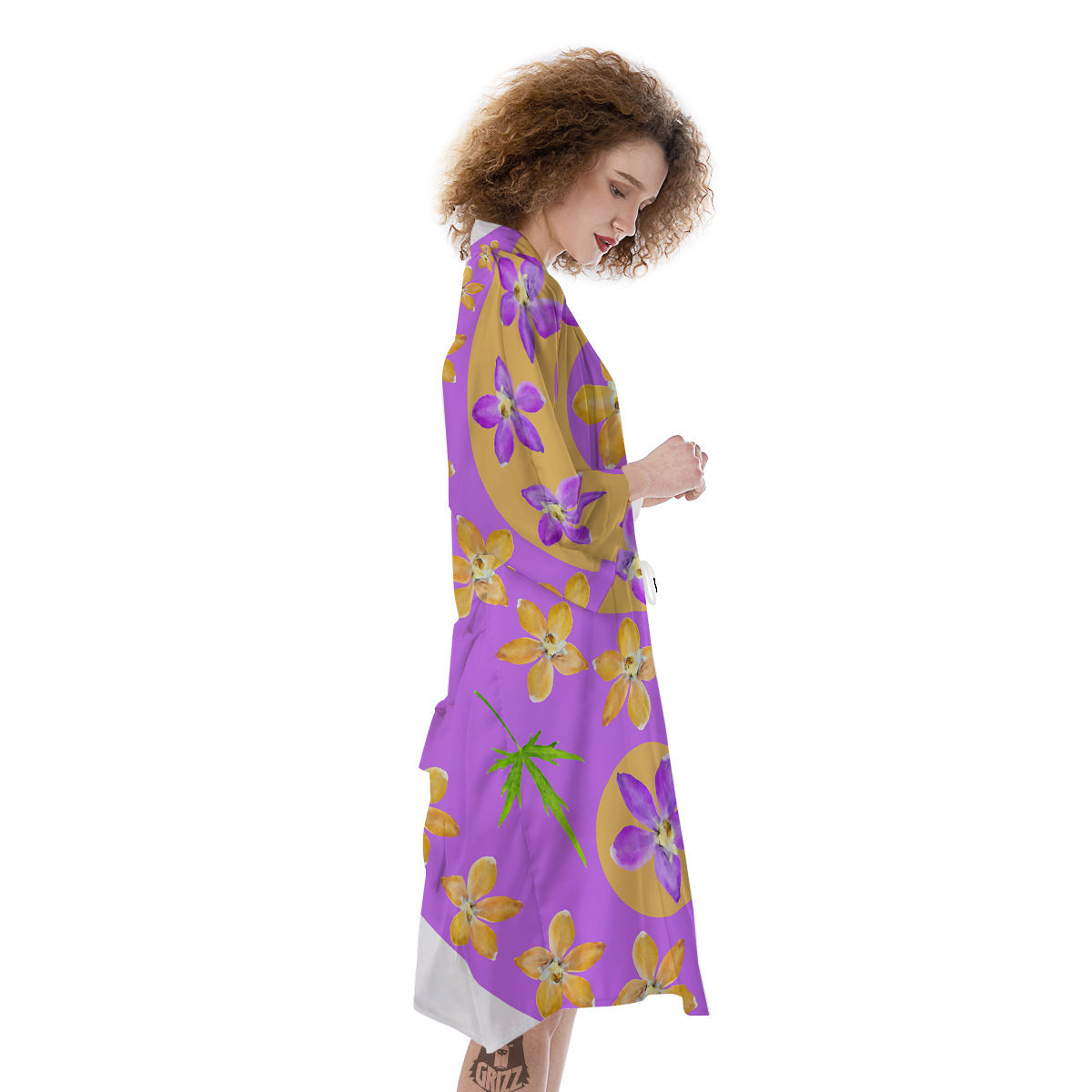 Yin Yang Colorful Flowers Print Kimono-grizzshop