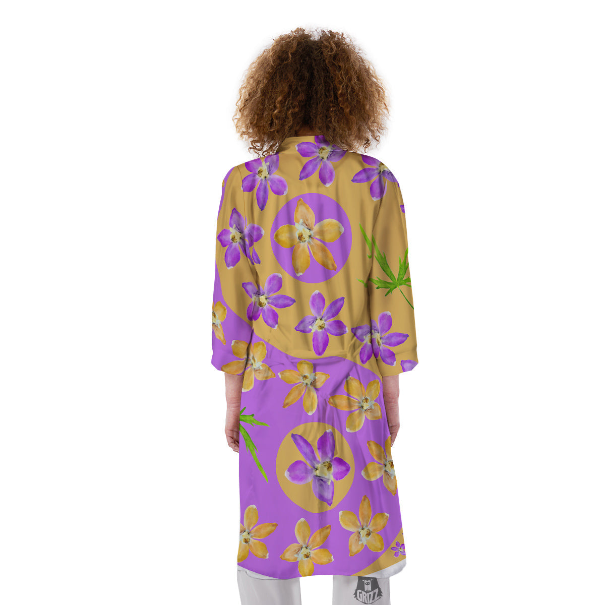 Yin Yang Colorful Flowers Print Kimono-grizzshop