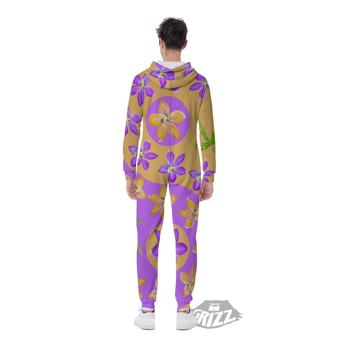 Yin Yang Colorful Flowers Print Men's Jumpsuit-grizzshop
