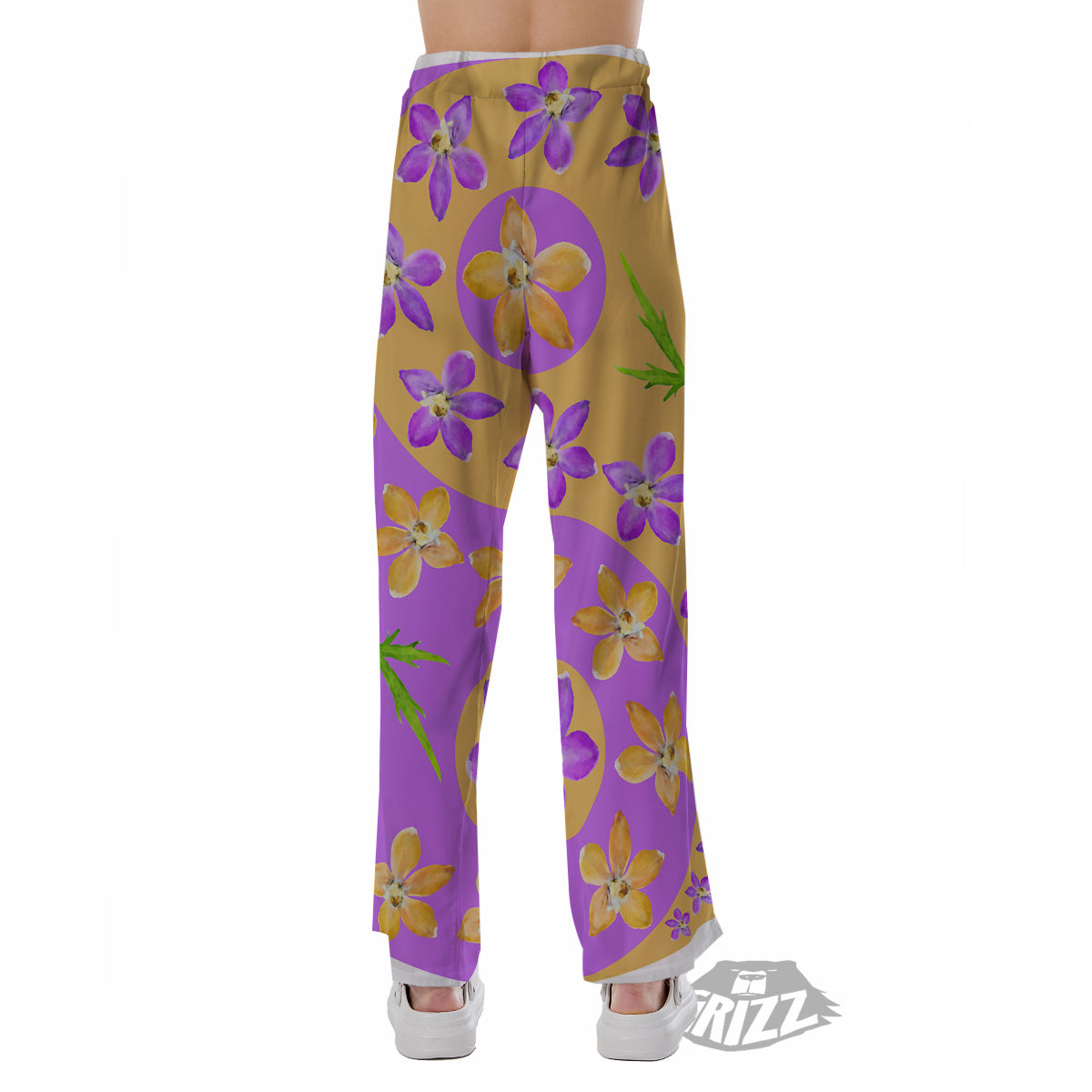 Yin Yang Colorful Flowers Print Pajama Pants-grizzshop