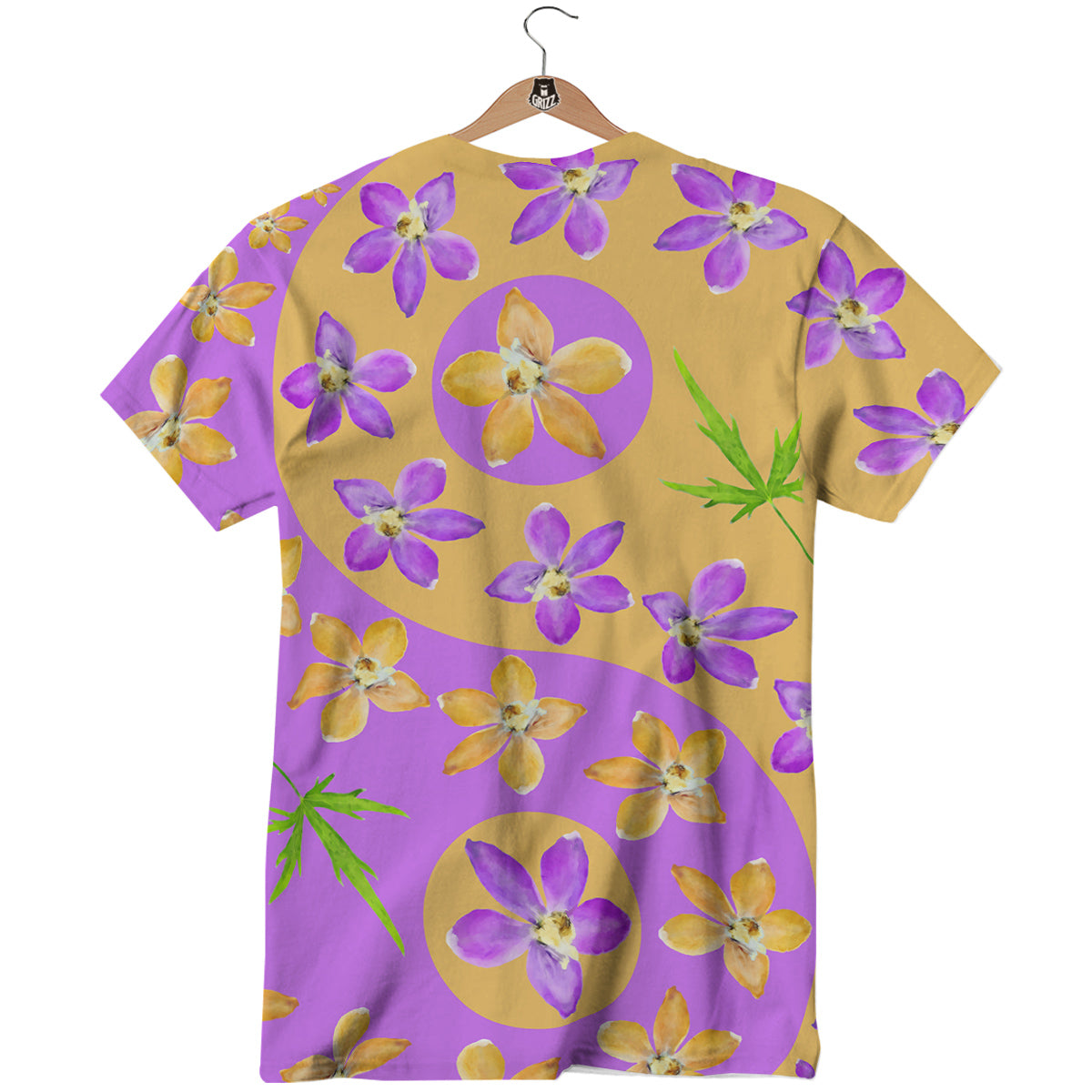 Yin Yang Colorful Flowers Print T-Shirt-grizzshop