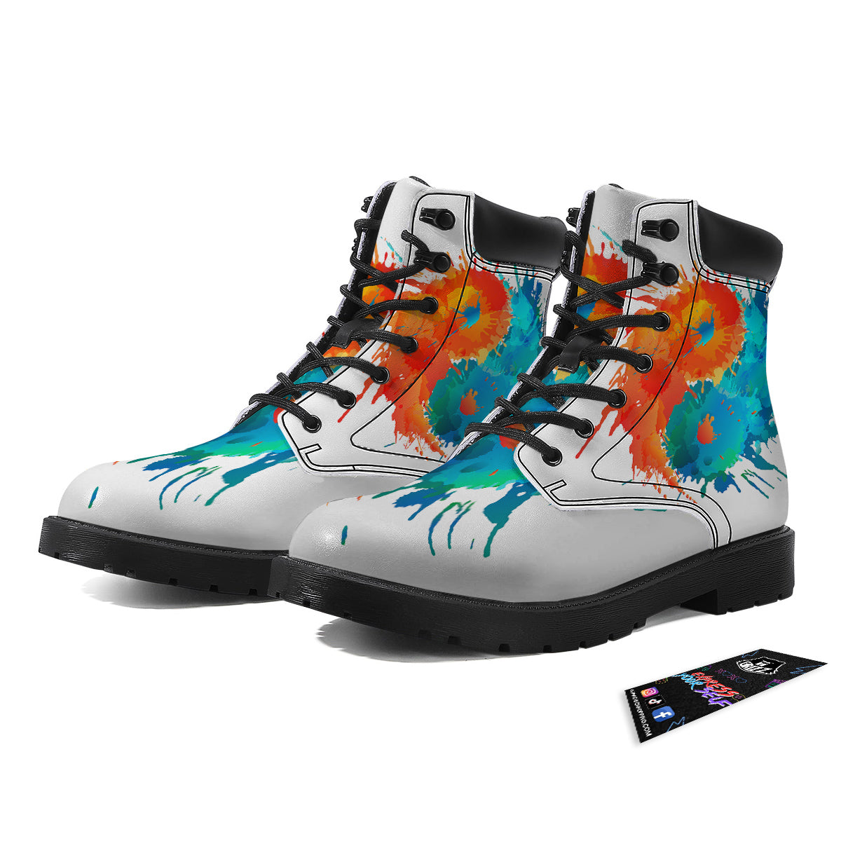 Yin Yang Colorful Splash Print Boots-grizzshop