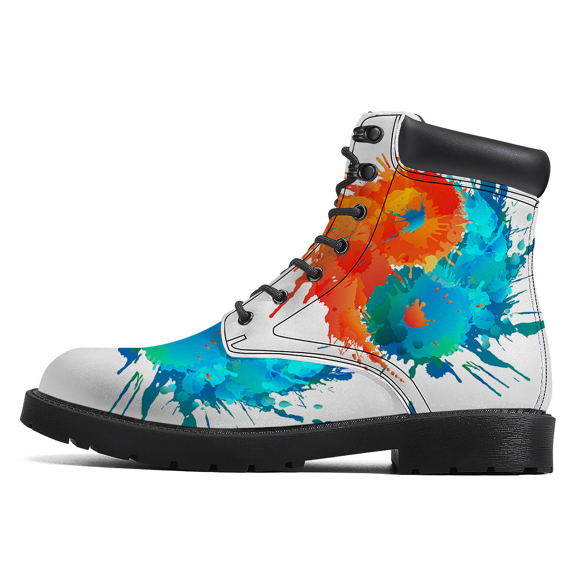 Yin Yang Colorful Splash Print Boots-grizzshop