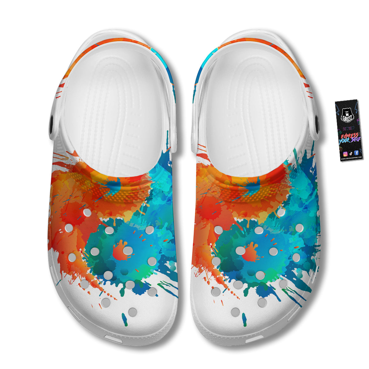 Yin Yang Colorful Splash Print Clog-grizzshop