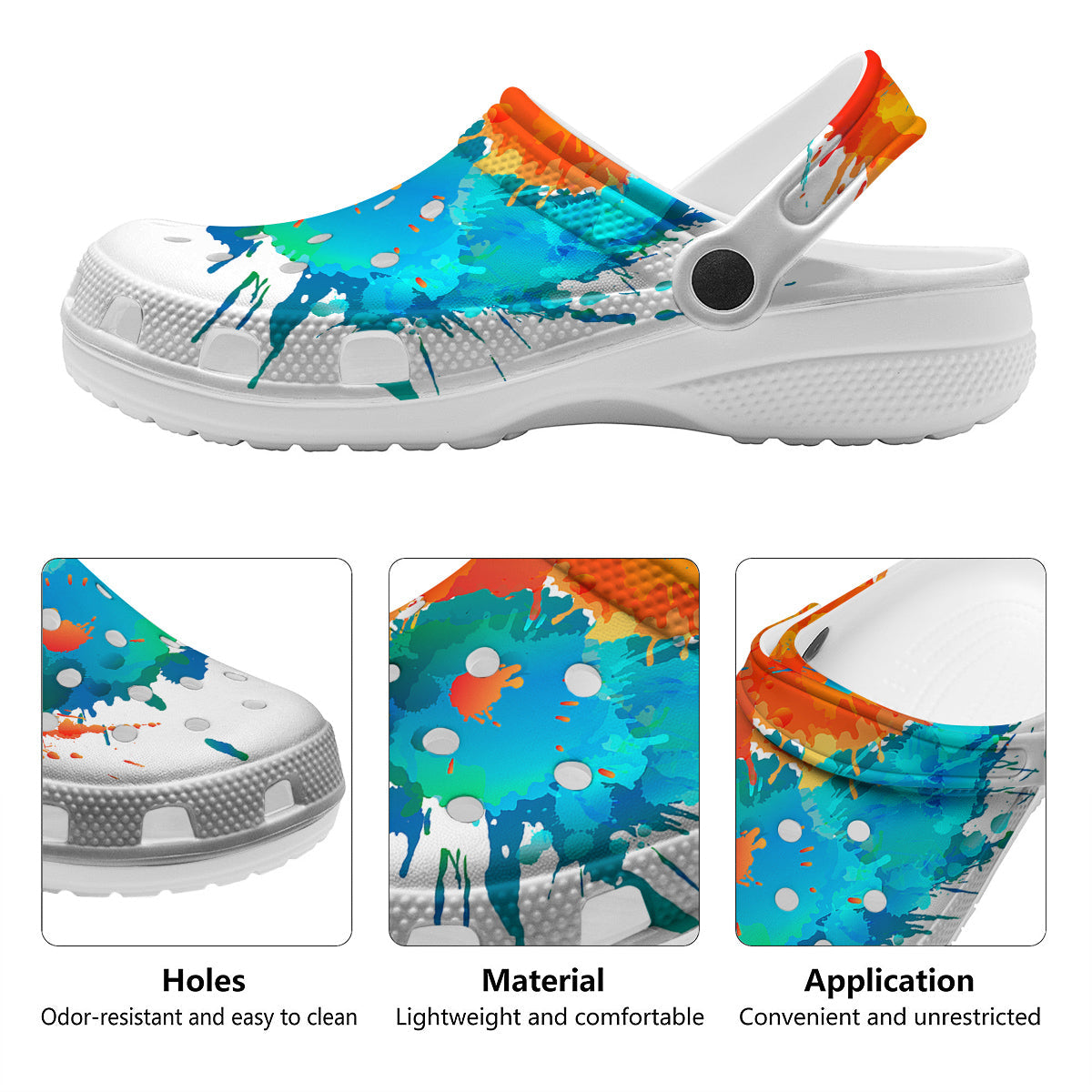 Yin Yang Colorful Splash Print Clog-grizzshop