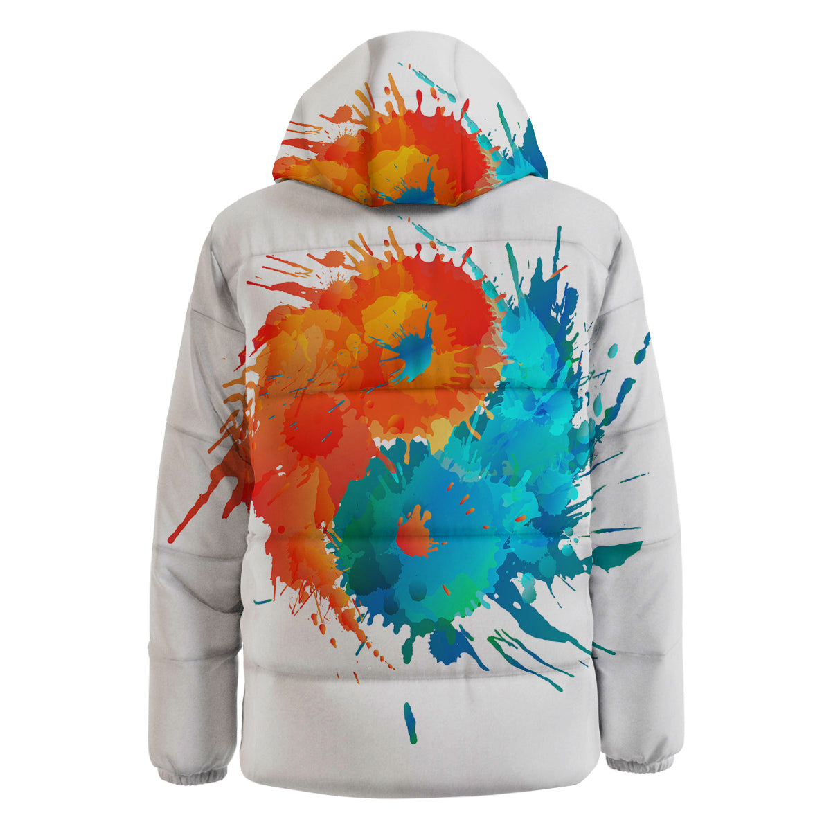 Yin Yang Colorful Splash Print Down Jacket-grizzshop