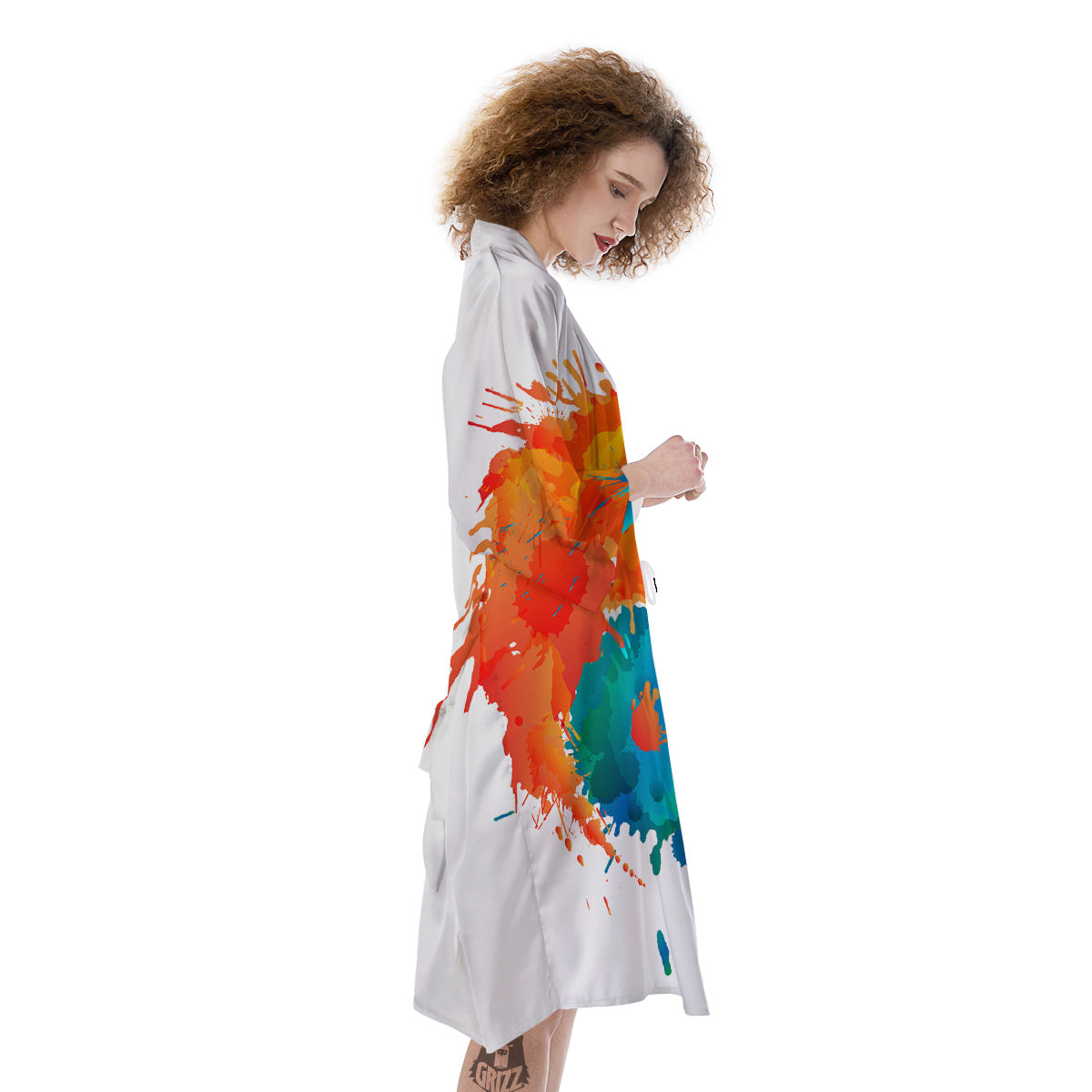 Yin Yang Colorful Splash Print Kimono-grizzshop