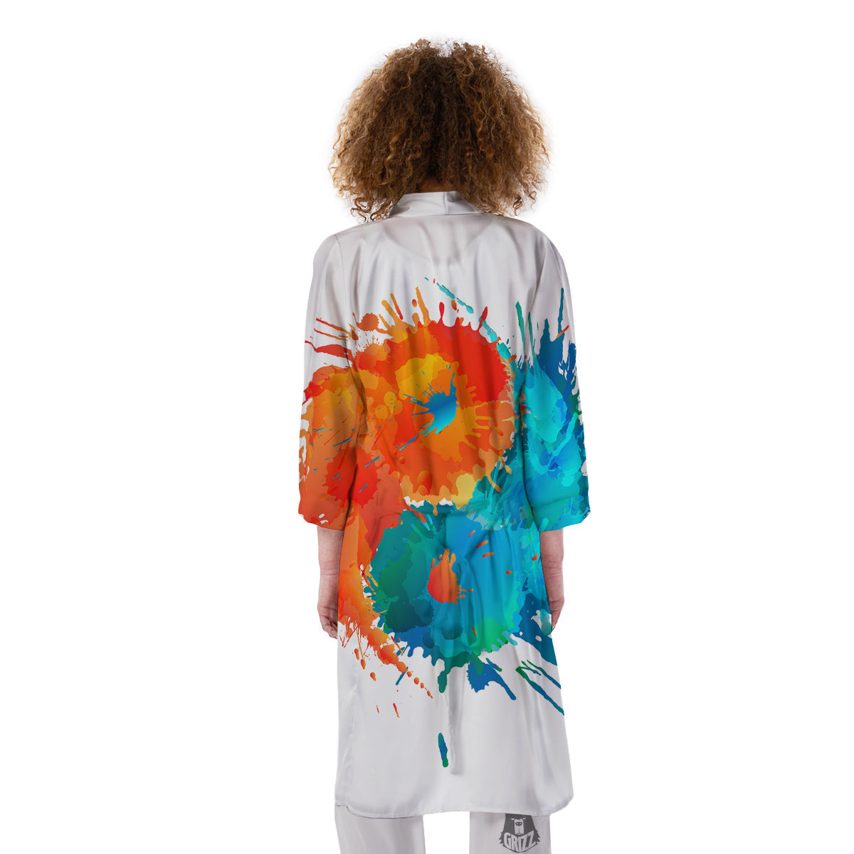 Yin Yang Colorful Splash Print Kimono-grizzshop