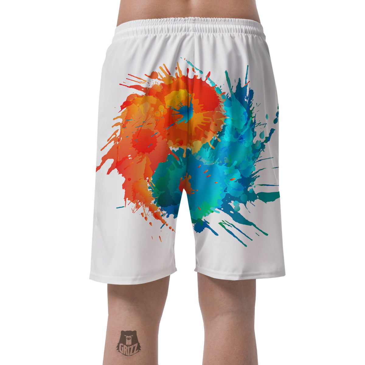 Yin Yang Colorful Splash Print Men's Shorts-grizzshop