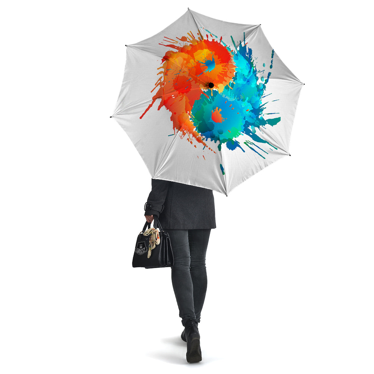 Yin Yang Colorful Splash Print Umbrella-grizzshop