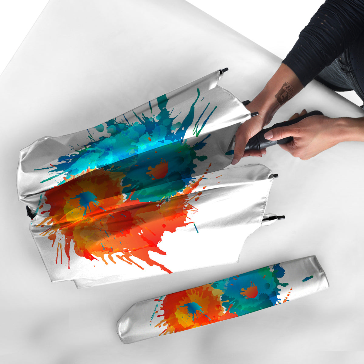 Yin Yang Colorful Splash Print Umbrella-grizzshop