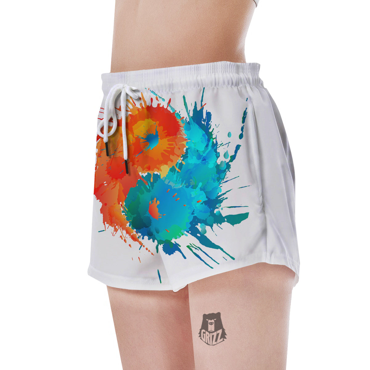 Yin Yang Colorful Splash Print Women's Shorts-grizzshop