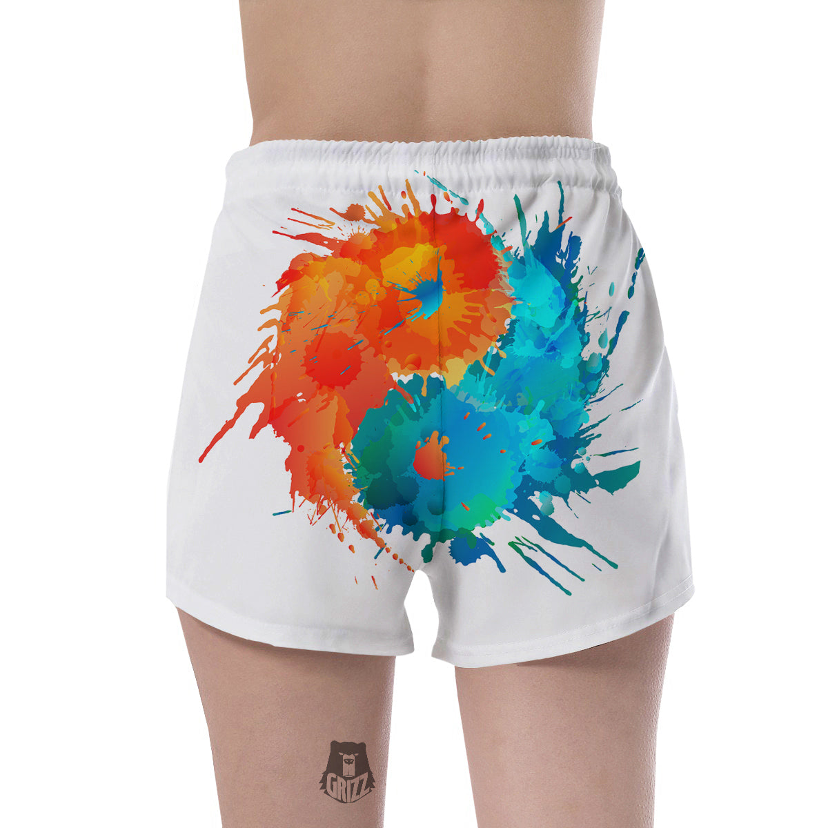 Yin Yang Colorful Splash Print Women's Shorts-grizzshop