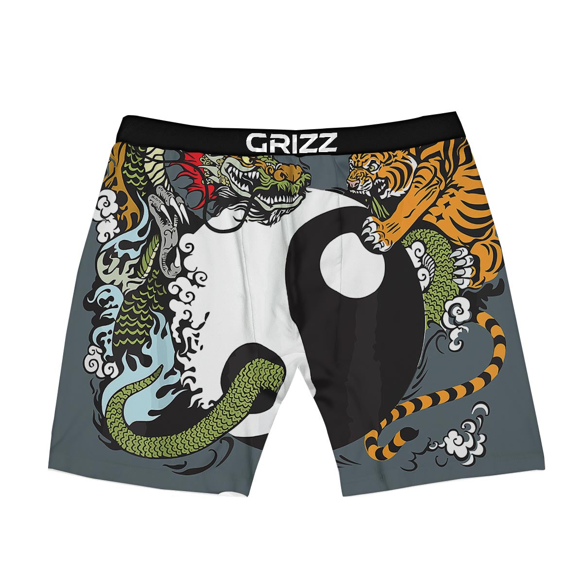 Yin Yang Dragon And Tiger Print Boxer Briefs-grizzshop