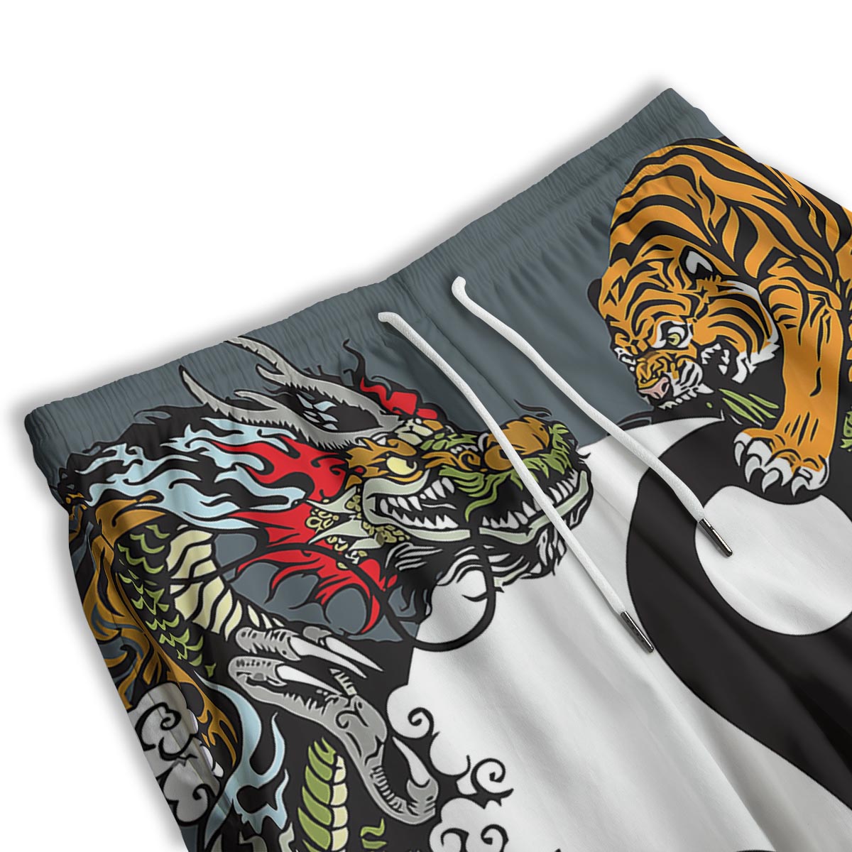Yin Yang Dragon And Tiger Print Men's Athletic Shorts