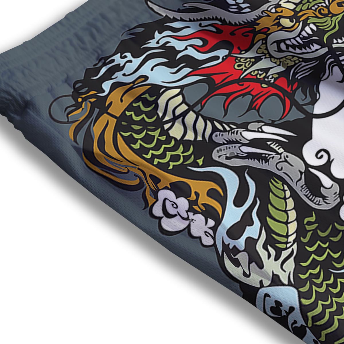 Yin Yang Dragon And Tiger Print Mesh Shorts