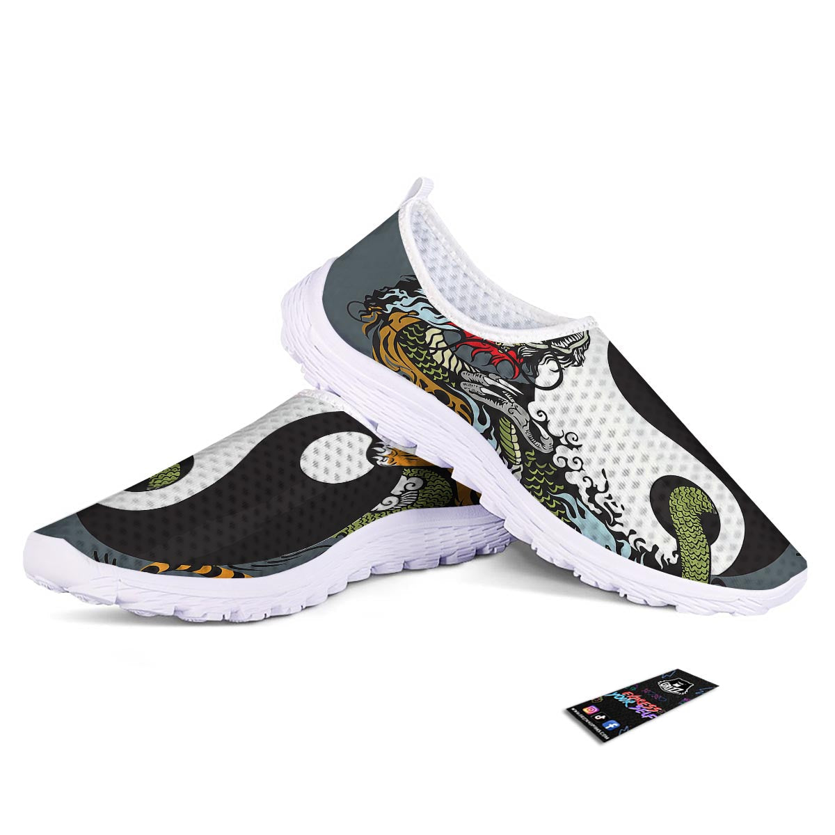 Yin Yang Dragon And Tiger Print Nurse Shoes-grizzshop