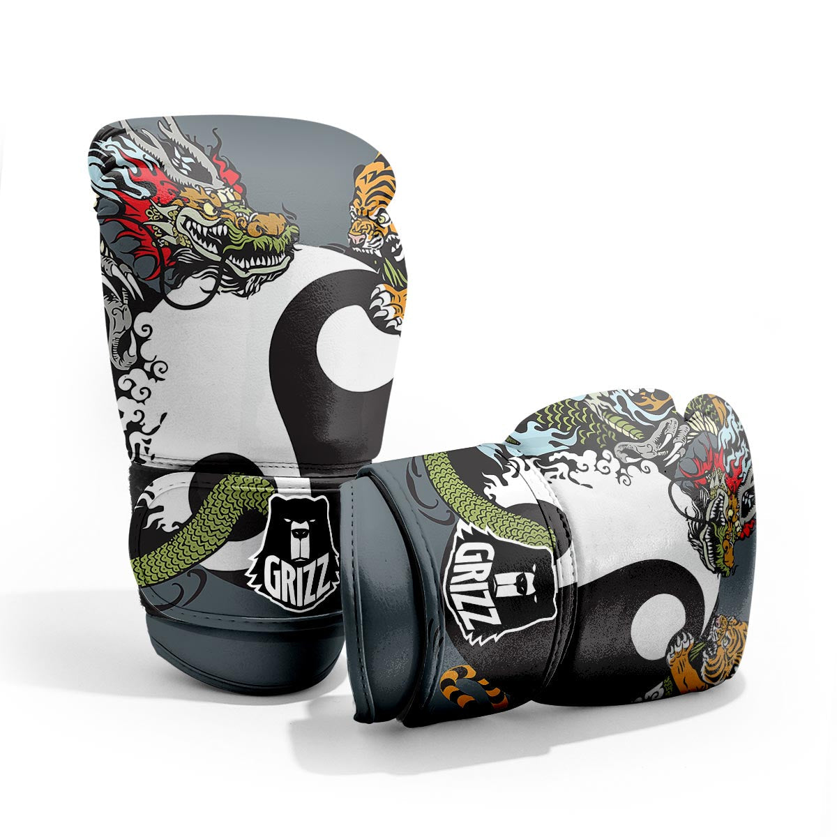 Yin Yang Dragon And Tiger Print Pro Boxing Glove