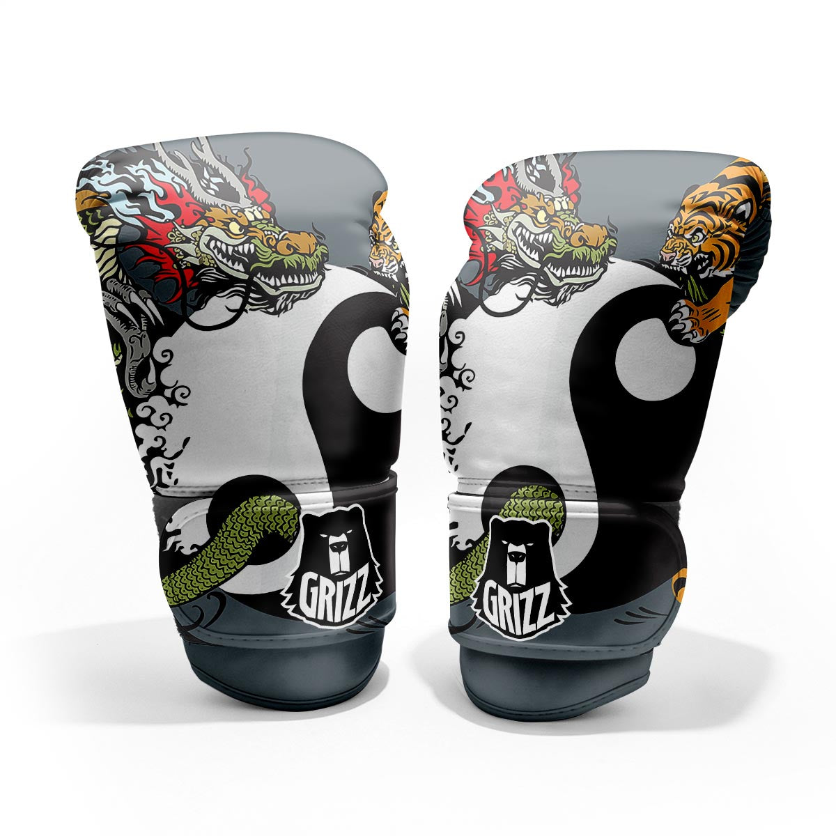 Yin Yang Dragon And Tiger Print Pro Boxing Glove