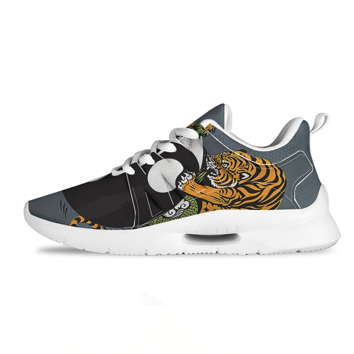 Yin Yang Dragon And Tiger Print Tennis Shoes-grizzshop