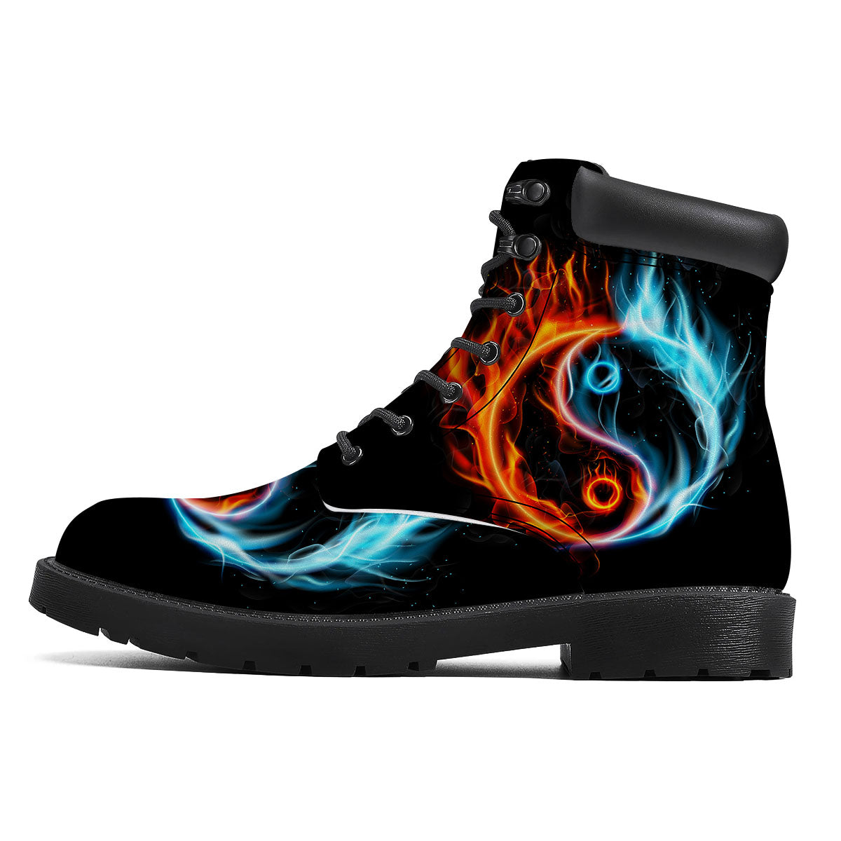 Yin Yang Flaming Print Boots-grizzshop