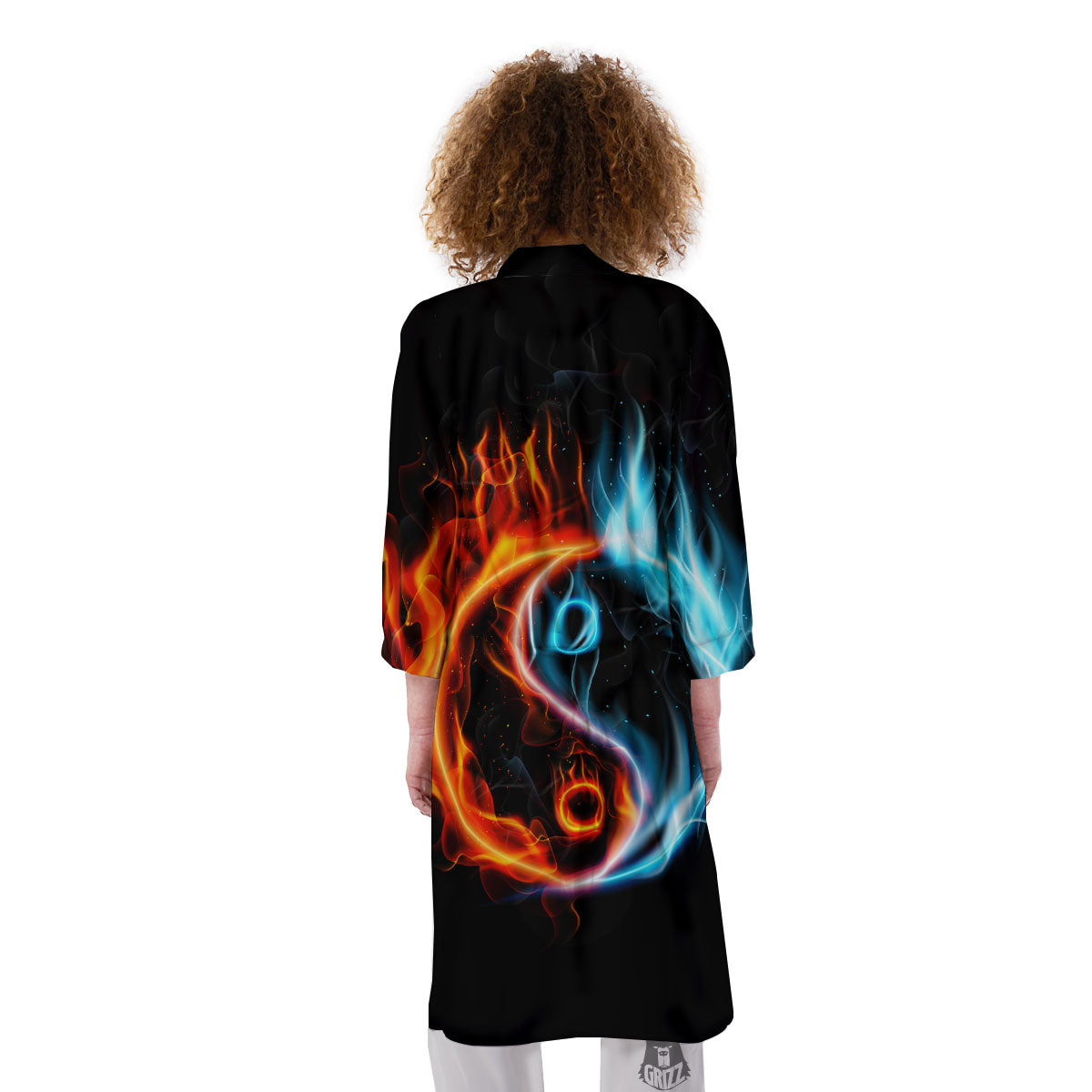 Yin Yang Flaming Print Kimono-grizzshop